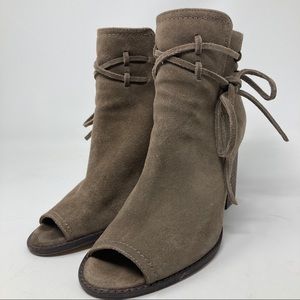 Splendid Tan Suede Peeptoe Bootie Women’s Size 7.5